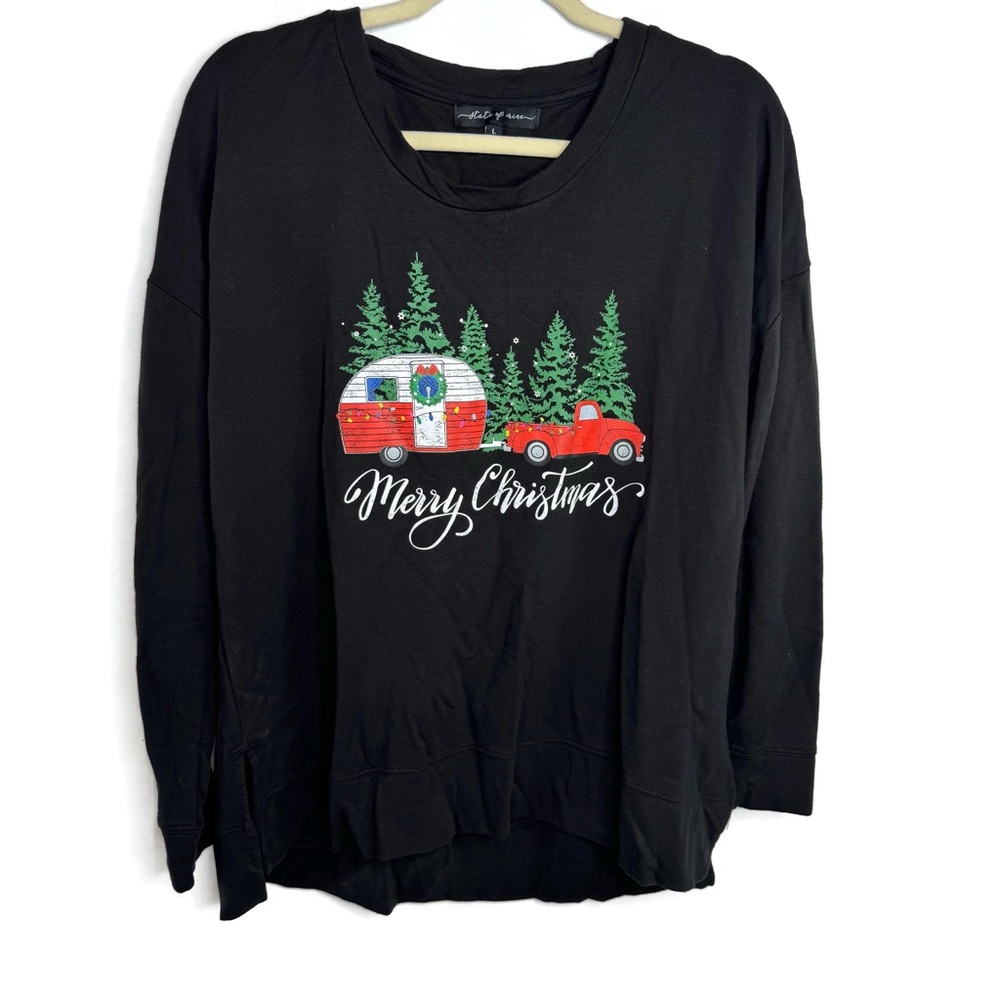 State of Mind Black Festive Long Sleeve Tee